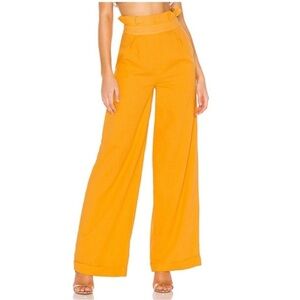 {House of Harlow 1960 x Revolve} Yellow High Waist Wide Leg Cotton Dress Pants